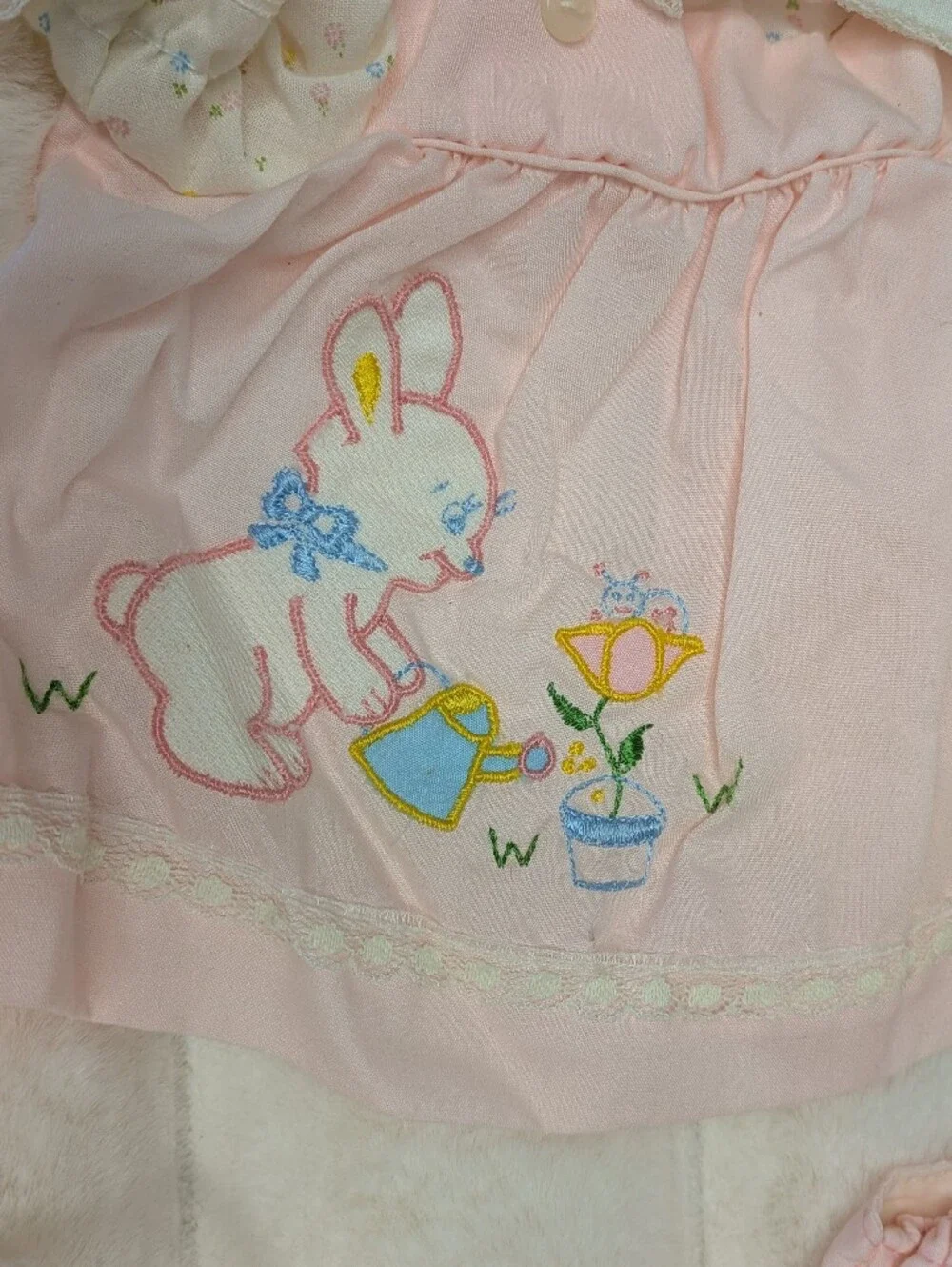 Cradle Togs Vtg 1980s 3 Piece Bunny Embroidered Infant Set